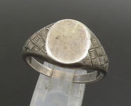 AVON 925 Sterling Silver - Vintage Etched Quilted Signet Ring Sz 13 - RG25320 - £35.91 GBP