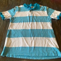 Size XL 14 / 16 Wrangler Short Sleeve Polo Shirt Top Turquoise White Striped - $15.00