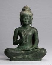 Antigüedad Thai Estilo Bronce Estatua de Buda Enseñanza Mudra - 42cm/43.2cm - £655.84 GBP