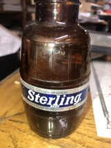 Vintage Sterling Brewery Barrel Beer Brown Glass Bottle Big Mouth Evansville In - £13.27 GBP