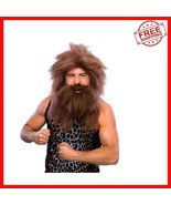 Men&#39;s Brown Caveman Wig &amp; Facial Hair Set - Instant Costume Transformations - $501.20 MXN
