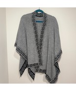 Tinkuy 100% Alpaca Wool Gray Black Greek Key Shawl Wrap Poncho Peru - €51,43 EUR