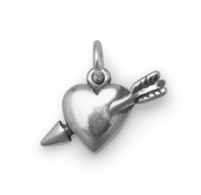 925 Silver Bubble Heart with Arrow Charm Hanging Drop Pendant Love Couples Gift - £19.12 GBP