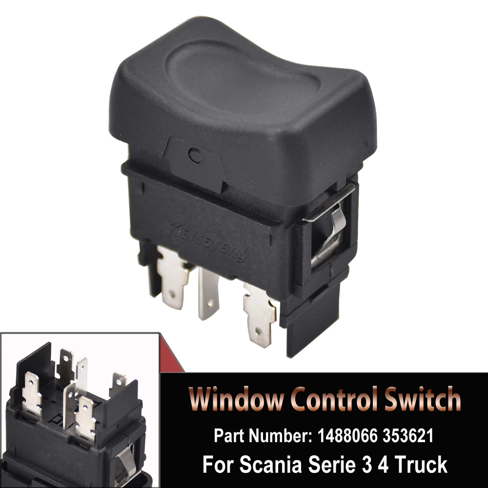 6 Pins Electric Power Window Lifter Control Switch Single Push Button 1488066 35 - £40.40 GBP