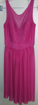 DAVID'S BRIDAL HOT PINK LOVELY SHORT GOWN-8-WORN ONCE-SHEER OVER KNIT LI... - $22.00