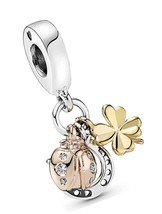 Clover Ladybird Dangle Charms 925 Silver - £51.87 GBP