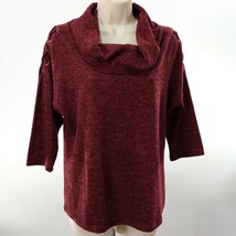 Ember Womens Laced Shoulder Knit Top Shirt L Large Cowl Neck Burgundy Soft EUC - £12.72 GBP