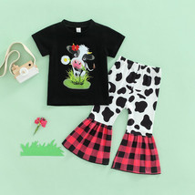 NWT Cow Short Sleeve Shirt &amp; Bell Bottoms Girls Outfit Set - £4.71 GBP+