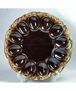 Canonsburg USA Ironstone Deviled Egg Plate 9-1/8" Brown Drip Glaze 1970s #2 - $15.99