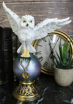 Gothic Snowy Owl Talisman Pentagram Pendant Perching On Gazing Ball Orb ... - $29.99