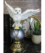 Gothic Snowy Owl Talisman Pentagram Pendant Perching On Gazing Ball Orb ... - $29.99