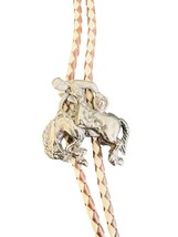 Bolo Tie With Silver Tone Cowboy Bucking Bronco Design - £19.73 GBP