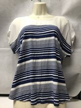Charming Charlie Striped Blouse Size L Blue And White Careerwear Busines... - €8,58 EUR