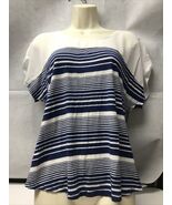Charming Charlie Striped Blouse Size L Blue And White Careerwear Busines... - €8,58 EUR