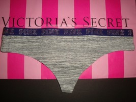 NEW VICTORIA&#39;S SECRET PINK LUREX LOGO THONG PANTY BLURRED ZEBRA MARL SIZ... - $10.88