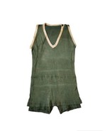 Antique Vintage Mens One Piece Wool Bathing Suit Swimsuit Green Read*  - £145.94 GBP