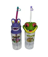 Rainforest Cafe Set of 2 Animal Travel Snack Cups Tumblers w/Straws T-Re... - €25,61 EUR