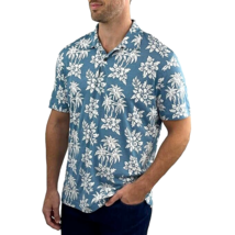 Jachs New York Men&#39;s Size XL Pima Cotton Hawaiian Blue White Short Sleeve Shirt - £12.21 GBP