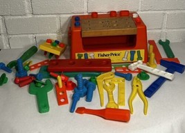 Vintage 1980 Fisher Price Wood Top Work Bench Construction Tools #927 Huge Lot - £48.25 GBP