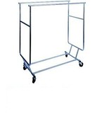 Classic Store Fixtures Double Bar Collapsible Clothing/Garment Rolling Rack - $5,294.25 MXN