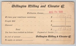 Wellington KS Milling &amp; Elevator Co 1906 To Fairfield IA Postcard W30 - $12.95