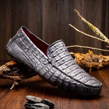 Remo Genuine Caiman Slip On Driving Loafers Gray image 6