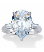 PalmBeach Jewelry 6.03 TCW Platinum-Plated Silver Pear-Cut CZ Engagement... - £22.33 GBP