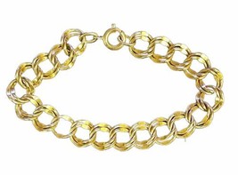 Vintage 1/20 12K  Yellow Gold  Filled Chain Bracelet 7&quot; Double Oval Link 10.4g - £35.00 GBP