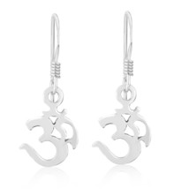 Hindu Om or Aum Symbol Dangle Sterling Silver Earrings - £10.80 GBP