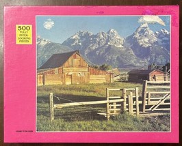 Vntg Rainbow Works 500 Piece Jigsaw Puzzle #75920-5 &quot;Grand Teton Farm&quot; Complete - £7.13 GBP