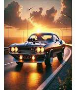 70s Muscle Car Art – Classic Road Warrior at Sunset, Sherpa Blanket - $56.56 CAD