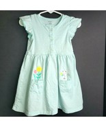 Carter&#39;s Girls Spring Summer Dress 18M Mint Green Stripes Pockets Ruffle... - £9.13 GBP