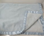 Nursery Rhyme Solid Light Blue Plush Baby Blanket satin trim 30x40 snags #2 - $18.70