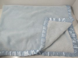 Nursery Rhyme Solid Light Blue Plush Baby Blanket satin trim 30x40 snags #2 - £14.89 GBP