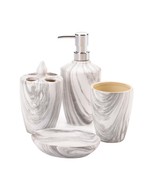 Grey Marble Printed Porcelain Bath Accessory Set - $522.36 MXN