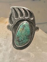 Bear claw ring turquoise Navajo size 9 sterling silver women - £102.17 GBP