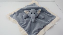 Baberoo Security Blanket Gray Elephant cream trim baby lovey  - £4.08 GBP