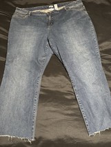 Liz &amp; Co. Woman Plus Size 22W Jeans Blue Denim Stretch Distressed Frayed... - $19.72