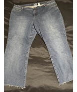 Liz &amp; Co. Woman Plus Size 22W Jeans Blue Denim Stretch Distressed Frayed... - $27.66 CAD