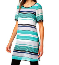 Alfani Womens Striped Short Sleeves Tunic Top, Small, Multicolor - £43.50 GBP