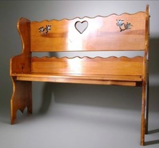 Handmade Solid Wood Small Entry Bench 41&quot; L Tulip Heart Cutout Plant Sta... - $247.49