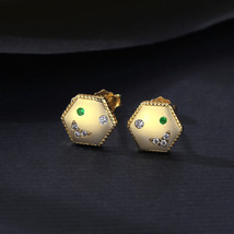 Delicate Earrings High-Grade S25 Silver Earrings Super Flash Shanzuan 14K Gold C - £15.92 GBP