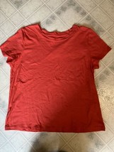 Eileen Fisher Size Medium Orange 100% Organic Cotton Short Sleeve Crew N... - £25.16 GBP