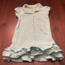Land’s End Ruffle Hem Polo Cotton Polka Dot Lt Blue/White Dress Girls Si... - $317.59 MXN