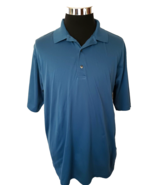 Slazenger Golf Shirt Mens Large Blue Stretch Cotton Knit Active Precisio... - £11.69 GBP