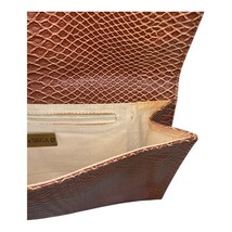 Vintage Zambos & Siega Faux Snakeskin Brown Clutch Bag Metal Handle 13x8x1.5 image 9