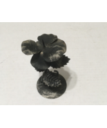 Flower shape black aged metal look vintage candle stand holder made in H... - $27.06 CAD