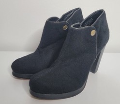 LL BEAN Womens Shoes 8 M Black Wool 4&quot; High Heels Snap Button Booties 11... - £23.59 GBP