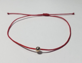 14K Solid Gold Bead Red String Bracelet Good Luck Protection Money Power - £11.63 GBP