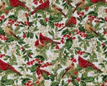 Cotton Cardinals on Branches Metallic Gold Fabric Print by the Yard D506.92 - $15.95